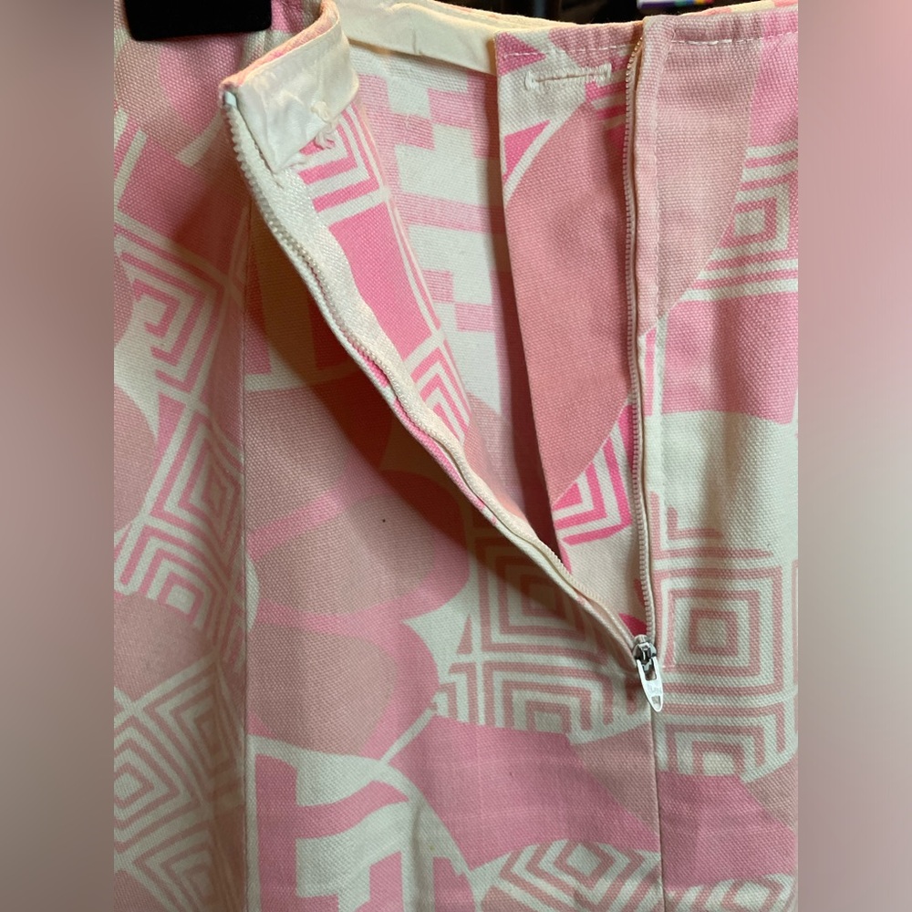 Pink Floral Geometric A-Line Mini Skirt Gordon of Philadelphia - Picture 6 of 10